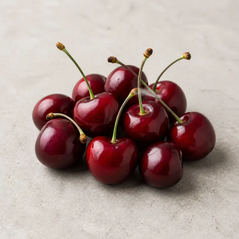Cerises sur une surface neutre
