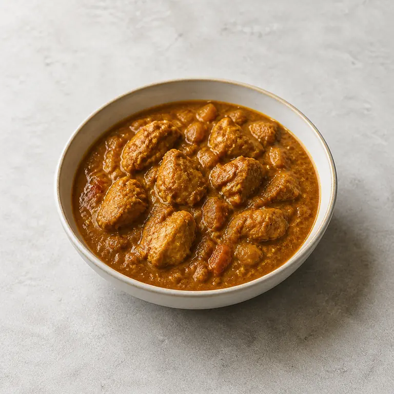 Curry (cozido) em uma superfície neutra