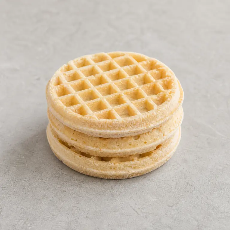 Waffles congelados (comprado) sobre una superficie neutra