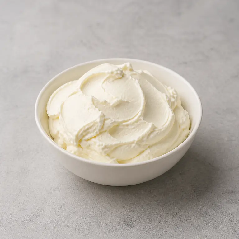 Queijo mascarpone em uma superfície neutra