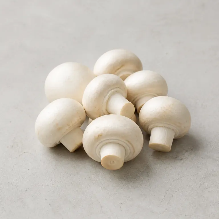 Champiñones (crudo) sobre una superficie neutra