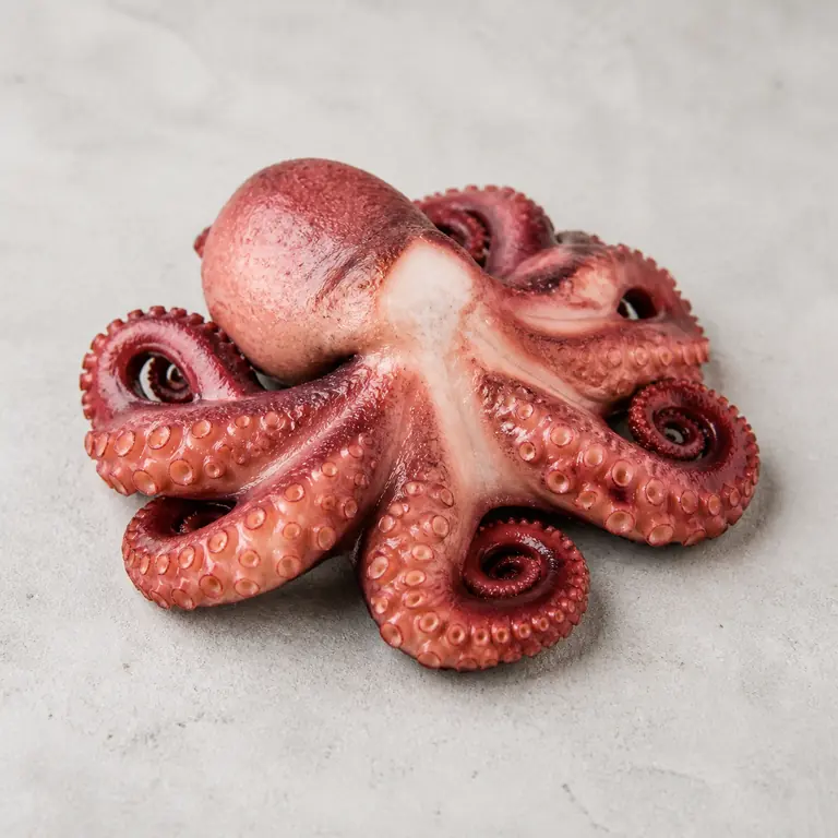 Pulpo (cocido) sobre una superficie neutra