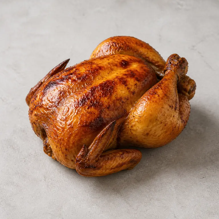 Frango assado em uma superfície neutra