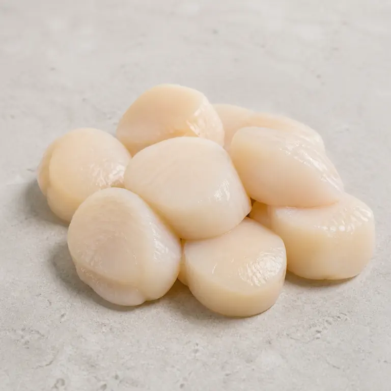 Vieiras (crudo) sobre una superficie neutra