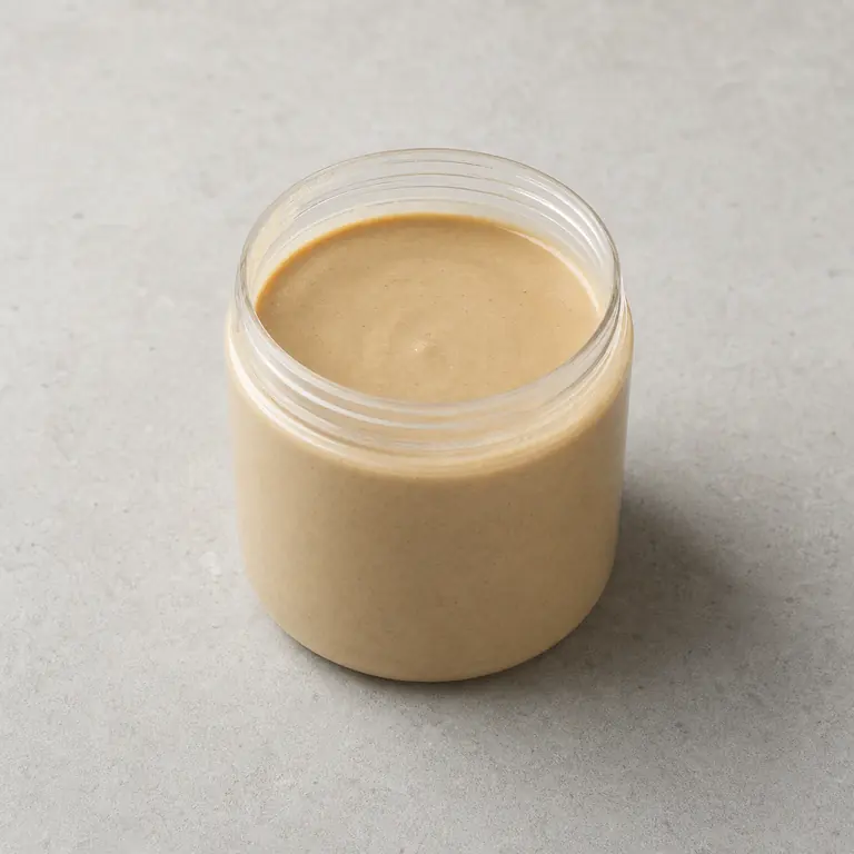 Tahini (ouvert) sur une surface neutre