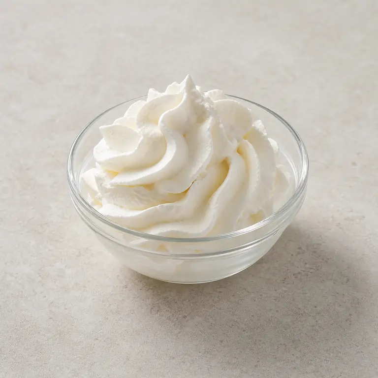 Crema batida sobre una superficie neutra